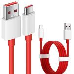 eKus OnePlus Warp Charge USB To C Cable 100Cm, Compatible With Smartphone, Red,White(6 Months Brand Warranty)