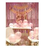 Festiko Decorative Balloons For 21 Years Old Birthday Party With Happy Birthday Banner And Fringe Curtain, Etc Pink Theme Supplies