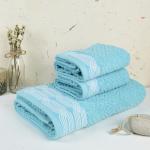 Rangoli Aqua Cotton Louisa Towel Set (Pack of 3)