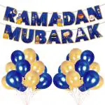 Festiko Set of 26 Pcs Ramadan Mubarak Decoration Combo - (Banner/Balloons), Eid Decorations, Ramadan Decorations, Eid Banner
