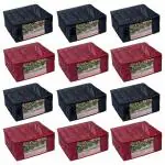 Unicrafts Saree cover bag Non-Woven Fabric Clothes Organiser with Transparent Window storage box for clothes cloth storage box bag - Pack of 12 (Parashut Blue & Maroon)