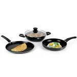 The Better Home Black Aluminium Non Stick Induction Cookware Set (Pack Of 3)
