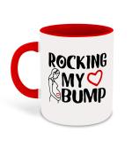Whats Your Kick Baby Shower Gift Rocking My Bump Printed Red Ceramic Coffee Mug and Tea Mug 325ml