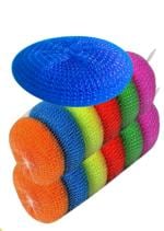 Tamsa Prime Multicolor Plastic Scrub ( Pack of 6) for Cleaning Utensil / Round Nylon Scrub for Body scrubbing / Nylon scrub, Plastic round scrub , Teflon Scrub/ Nylon Scrubber/ Nylon Pot Scrubber/ Nylon Mesh Sponge/ Nylon Jhadu