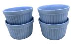 CasaTrunk Blue Round Chutney/Snack/Dessert Serving Katori/Ramekin - 140 ml (Pack of 4)
