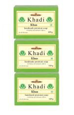 Khadi Herbal Natural Pure Glycerine Khus Soap, 125 Gm Each (Pack Of 3)