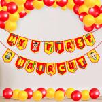 Zyozique Mundan Ceremony Decorations Items - My First Hair Cut Banner & Balloons ( Pack Of 26 )