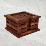 HOMIFI Wooden Tecasty Handmade Set of 6 pc Tea Cup Coasters/Drink Coasters/Tabletop Coasters for Kitchen Table & Home Decor