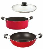 Nirlon 3 pcs of Red 3 Layer Non-stick Aluminium Coated Dishwasher Safe Kitchenware Cooking Utensils Set