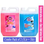 DOC HIM Rose Disinfectant surface cleaner + Glass & Multi-Surface Cleaner Combo (5Ltr + 5ltr)