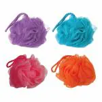 Lonekart Round Loofah for Bathing Pack of 4 (Multicolour)