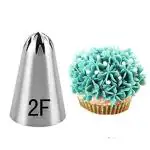 KUNYA (2F) 1 Piece Nozzle Large Size Rose Flower Cake Decorating Icing Tip, Silicon Piping Bag