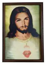 Elegance Classic Sacred Heart of Jesus Christ painting Sparkle finish Picture frame Christian painting for home decor office- Painting size- 19.25 height x 13.25 width inch