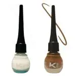 KINDED Camel Brown and White Pearl Waterproof Smudgeproof Longlasting Liquid Eye Liner, 5 ml - Pack of 2