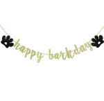 Festiko Happy Barkday Banner For Dogs, Happy 1st Birthday Barkday, Puppy Animal Theme Birthday Sign Decorations Supplies, Dog Supplies, Dog Paw Print Sign (Gold Glitter)
