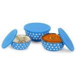 J9 Blue Designer Stainless Steel Microwave Serve and Store Set 600 ml, 800 ml & 1300 ml (Set of 3)