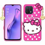 Monkish Silicone Hello Kitty Rubber Back Cover Case Compatible with Oppo A16K (Pink)