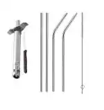 First Front Stainless Steel Regular Gas Lighter | Knife With Stainless Steel Straw and Multicolour, Pack of 2