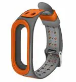 Epaal Super Soft Durable Stylish Silicone Strap for Mi Band 5 / Mi Band 6 with Metal Buckle (Orange-Grey)