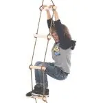 REZNOR 6 Feet Climbing Wooden Ladder Hanging Rope Ladder for Kids Indoor Outdoor Play Set, (6 Rungs)