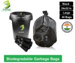PRAKRUTIK Biodegradable Garbage Bags, Black (Large Size, 61Cmx82Cm/24x32 Inches), 45 Bags