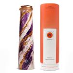 Eb-Everything Beautiful Copper Purple Gold Marble Water Bottle In Slim Tower Shape Printed Marble Design - 1 L