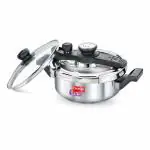 Prestige Clip-on Svachh Stainless Steel Spillage Control Pressure Cooker with Glass Lid, 3 L (Silver)