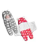 VParents 3-in-1 Soft Hooded Baby Blanket Wrapper -0-6 Months Swaddle for New Born Sleeping Bag Gift Bath Towel Bath Robe Pack of 2 Combo - Gray and Red