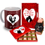 Midiron Valentines Romantic Chocolate Gift Hamper For Wife/Women/Husband/ Girlfriend|Anniversary Gift Hamper With Handmade Chocolate Box, Printed Ceramic Coffee Mug & Love Card