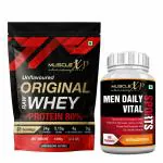 MuscleXP Raw Whey Combo | Raw Whey Pouch 1Kg + Men Daily Vital Sports 90 Tablets