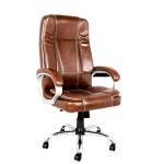 MRC EXECUTIVE CHAIRS ALWAYS INSPIRING MORE M164 High Back Leatherette Swivel Office Revolving Chair with Strong Chrome Stand and Heavy Tilting Mechanism (Brown, High Back)