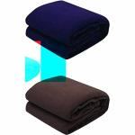 Goyal's multicolor Solid Single Bed Fleece Blanket 58 x 88 Inch, Pack of 2 Blue & Brown