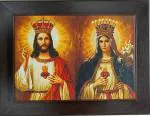 Elegance Multicolor Jesus Christ And Mother Mary Painting Frame Uv Sparkle Finish Painting For Home Décor - 20.75 X 16 Inch