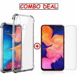 Kite Digital Samsung A20E Transparent Bumper Shock Proof Corner Soft TPU Silicone Flexible Back Case Cover and Premium Tempered Glass Screen Protector