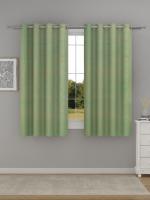 Raymond Home Sea Green Abstract 52% Polyester 48% Cotton Window Curtains with Rust Proof Stainless steel Eyelits