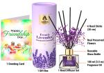 The Aroma Factory Happy Friendship Day Greeting Card & Fragrance Reed Diffuser Gift Set, French Lavender (1 Box + 1 Card)