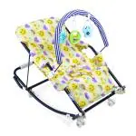 INFANTO Rocko Swing Rocker 3 in 1 | Foldable Design | Removable Toy Bar | Cushioned Seat | Foldable Legs , 4 to 18 months RB33-YELLOW