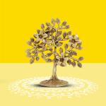 10Club Brass Tree for Home Décor - 1 Pc - 100% Pure Brass | Decorative Brass Tree Sculpture for Desk, Car, and Home Décor | Yellow Antique Finish