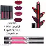 Hot Beauty 4 pcs lipstick, 5 in 1 lipstick and 2 eyeliners Combo pack (11 Items in the set)