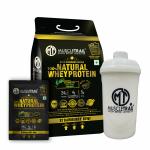MUSCLE TRAIL Gold Standard Natural Whey Protein | 24g Protein | 70 pouches | Isolate primary source for muscle recovery | Low carb & Fat | Shaker inside | 2.17 kg (Strawberry Kiwi)