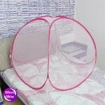 SILVER SHINE Foldable Baby Mosquito Net /Machhardani High Durability Pink Color and Pink Border