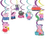Festiko 9 Pcs Peppa Pig Theme Swirls With Cutouts, Peppa Pig Theme 2nd Birthday Supplies, Peppa Pig Theme Decoration Supplies, Peppa Pig Party Decorations, Peppa Pig Theme Supplies