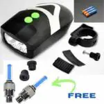 Spokefox 3 Mode Bicycle Light + Horn Set with tyre Valve Light, Front Light (multicolour)