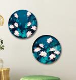 SAF Round Shape Lotus Flower MDF Wall Painting for Living Room 12X12 inch LRB28-L2