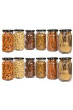 Panel's White Glass Round Jar Grocery Container (400ml, Pack of 12)