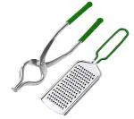 Finality Green Stainless Steel, Pvc Goti Pakkad With Grater (Combo Of 2)