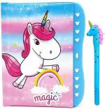 Technochitra Multicolor Unicorn Printed Password Lock Diary Notebook Ruled
