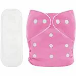 BADAL KIDZ E Premium Quaility Baby Cloth Diapers and Wet Free Insert Pads | 1 Cloths Pad and 1 Insert pad For Kids | Color- Pink and White | Size-M