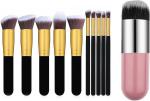 Bingeable Multicolor Foundation Brush Make Up Brushes Natural Bamboo Professional Makeup Set Blending Tool Cosmetic Kits (Set Of 10)