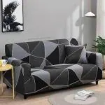 PENTHOOM Elastic Sofa Cover, Stretchable Sofa Cover (Grey Black Star) - Four Seater